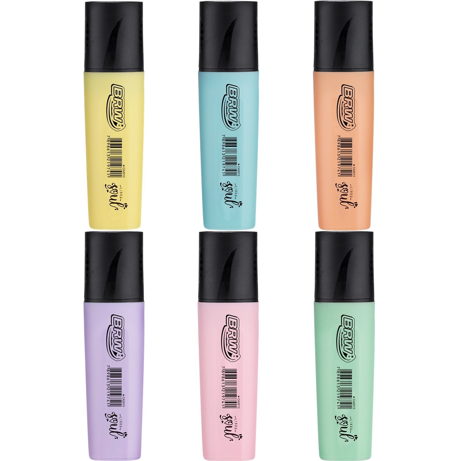 Estojo Marca-Texto Pastel 6 cores BRW - Imagem 2