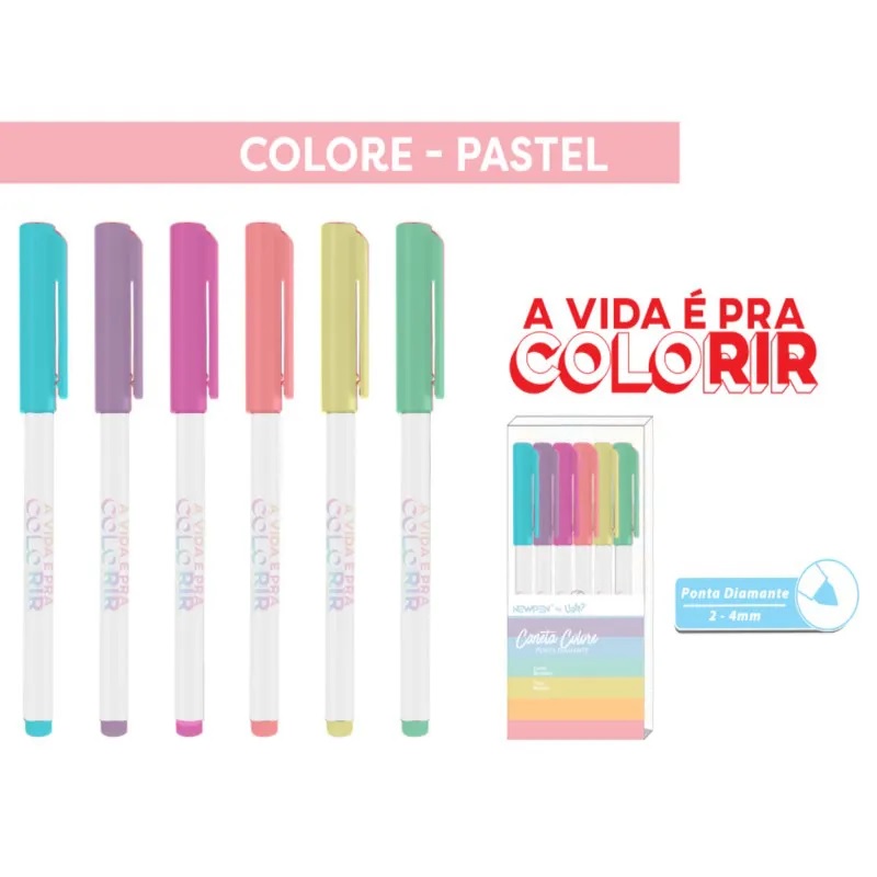 marca_texto_colore_pastel_newpen_1237_1_2316ccb59709723f162a345b84430caf.jpg Caneta Ponta Diamante Colore Pastel Newpen - Imagem 1
