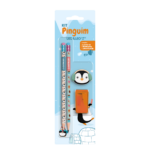 Kit Lápis Pinguim 2 Lápis HB/Apontador/Borracha LeoeLeo Leonora