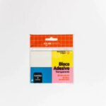 Blister Bloco Adesivo Transparente 4 Cores 38Mmx50Mm 50F cada Jocar Office Leonora