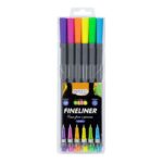 Blister Canetinha Hidrográfica Fine Liner 0.4Mm Cor Neon C/ 6 Un BRW