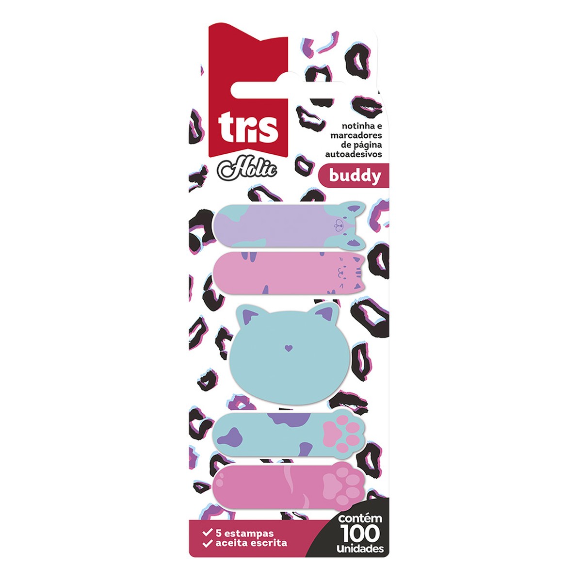 10_6_3_351_902412_stickynotes_tris_holic_pets_buddy_blister20copiar.jpg Bloco Adesivo + Index Holic Pet c/100 folhas Tris - Imagem 1