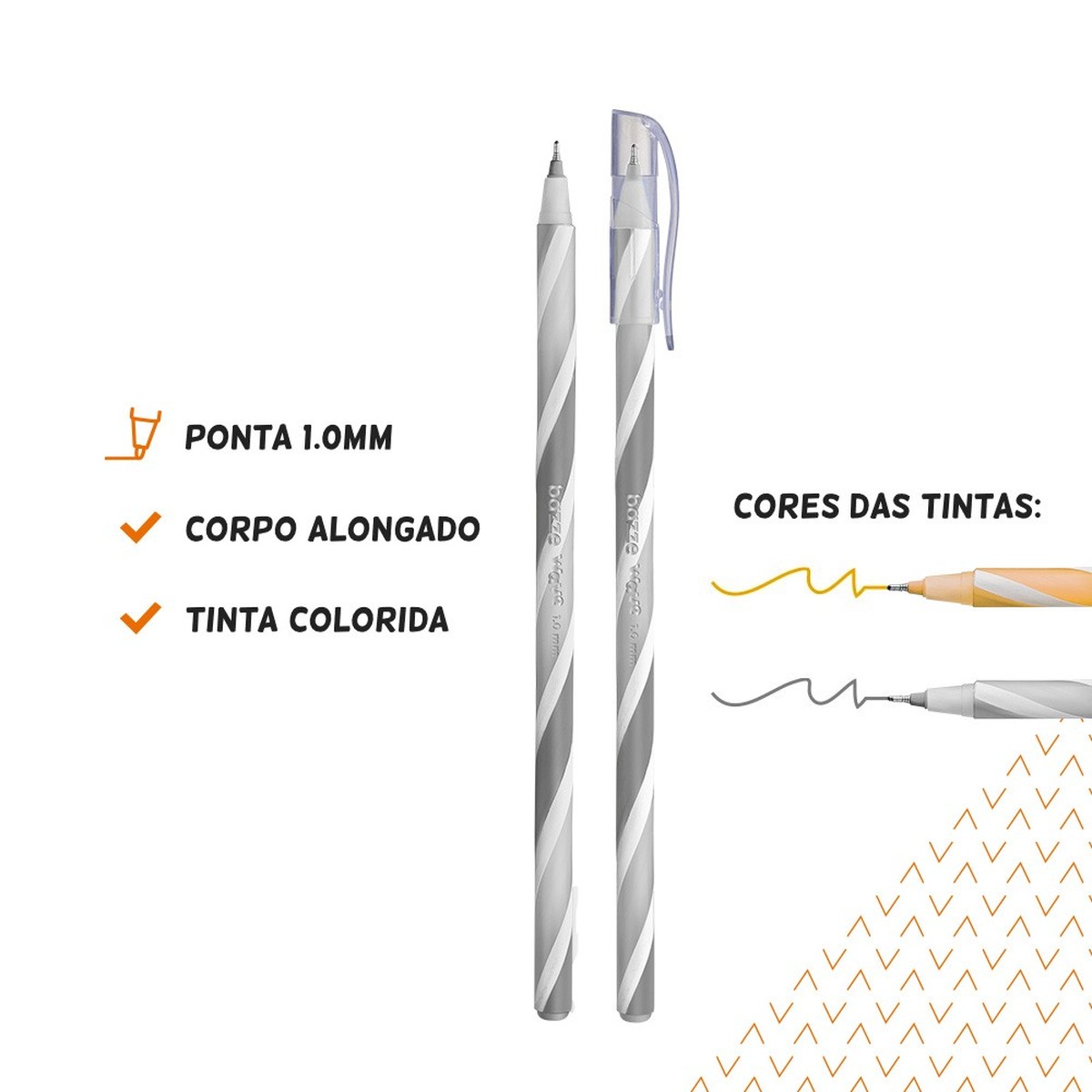 17_20_30_398_17_7_5_527_653358_escolar_caneta_wave_aberta_produto.jpg Caneta Esferográfica Wave Ouro e Prata 1.0mm Bazze - Imagem 1