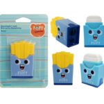 Apontador 2 furos com Borracha Batatinha Azul Fofy