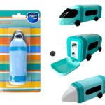 Apontador 2 furos com Borracha Bus Azul Fofy