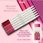 Conjunto Marcador Fineliner Mundo Rosa 6 Cores Fofy