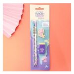 Kit Lápis Fundo Do Mar Baleia Amarela 2 Lápis HB/Apontador/Borracha LeoeLeo Leonora