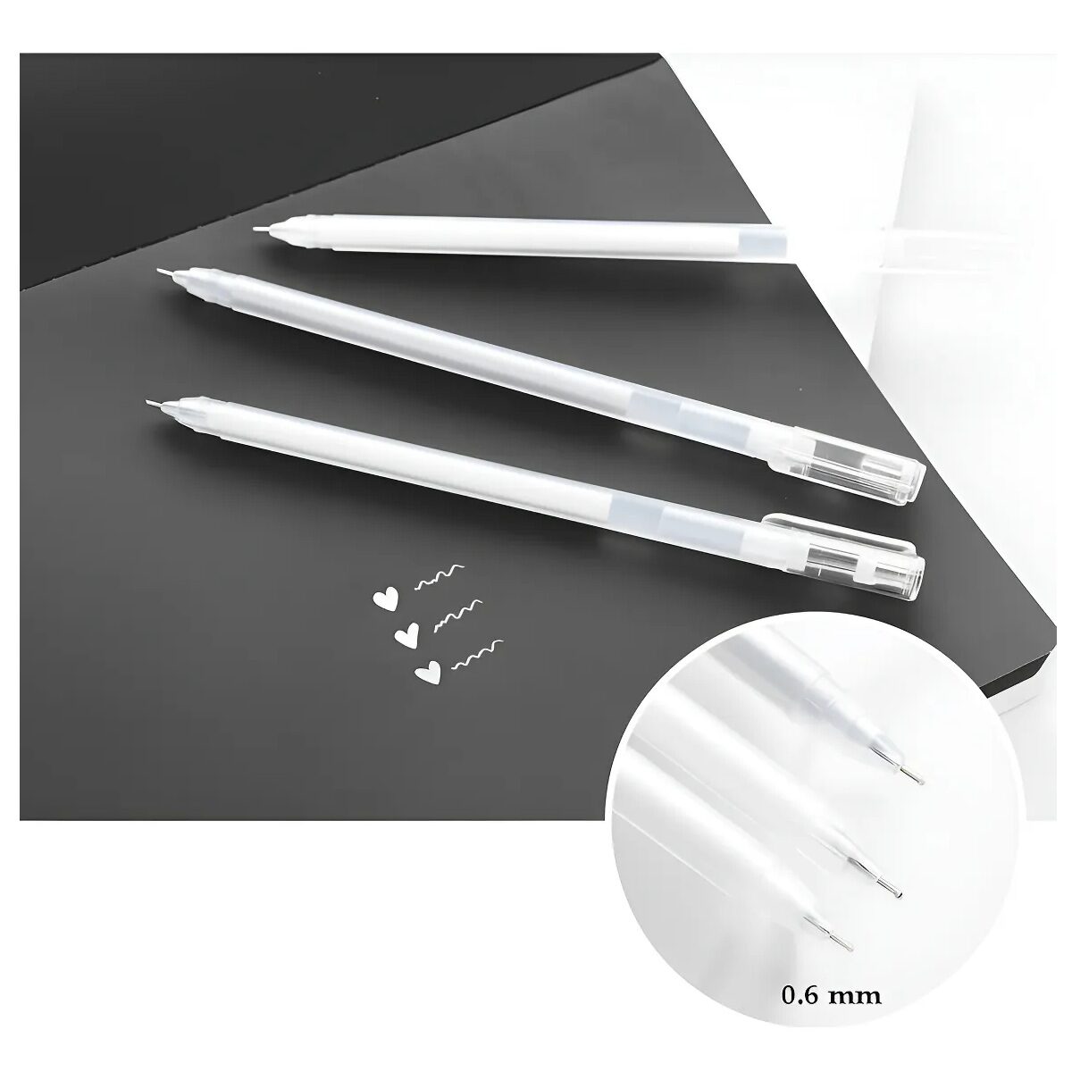 caneta-tinta-branca-importados.jpg Caneta Esferográfica Branca Ponta Fina 0.6mm - Importados - Imagem 1