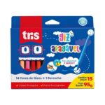 Conjunto Giz de Cera Apagável 14 Cores + Borracha - Tris