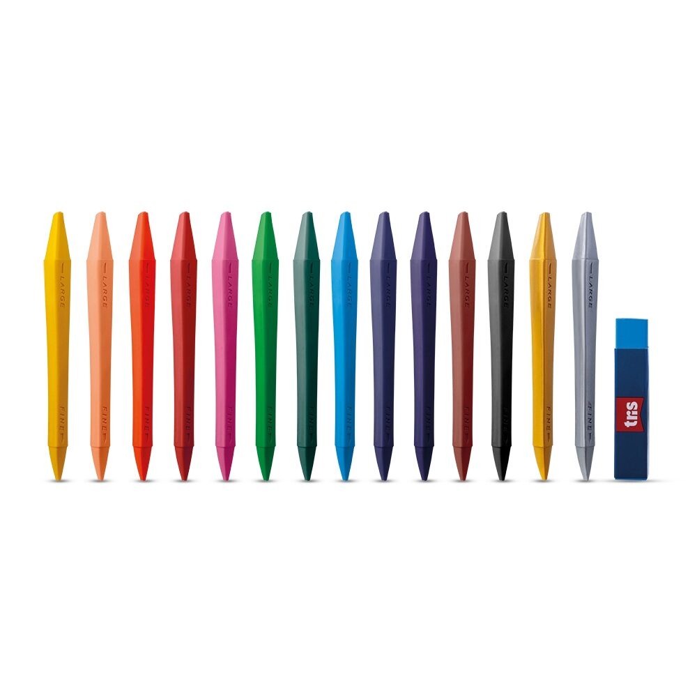 giz-apag-vel-14-cores-tris-2.jpg Conjunto Giz de Cera Apagável 14 Cores + Borracha - Tris - Imagem 2