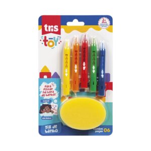 Blister Giz De Banho Toy 5 Cores + Esponja - Tris