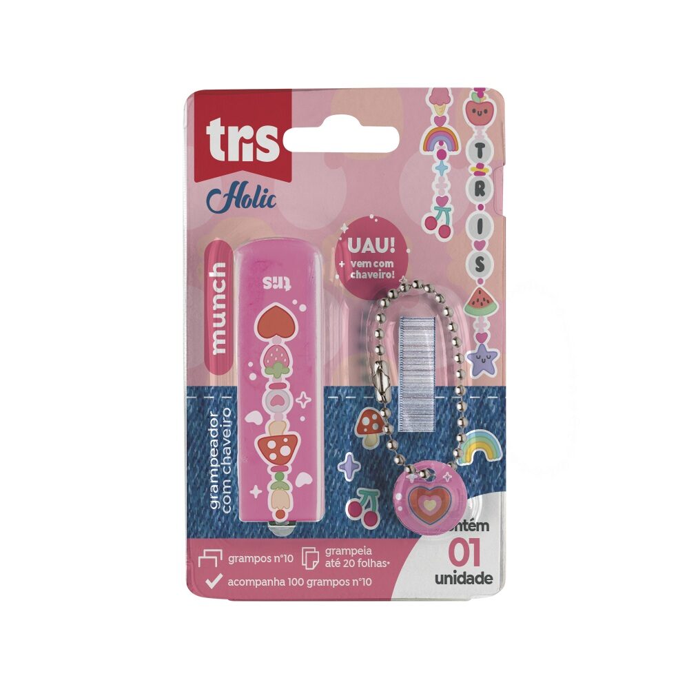 grampeador-mini-munch-holic-charm-tris-2.jpg Blister Mini Grampeador Holic Charm Munch - Tris - Imagem 2