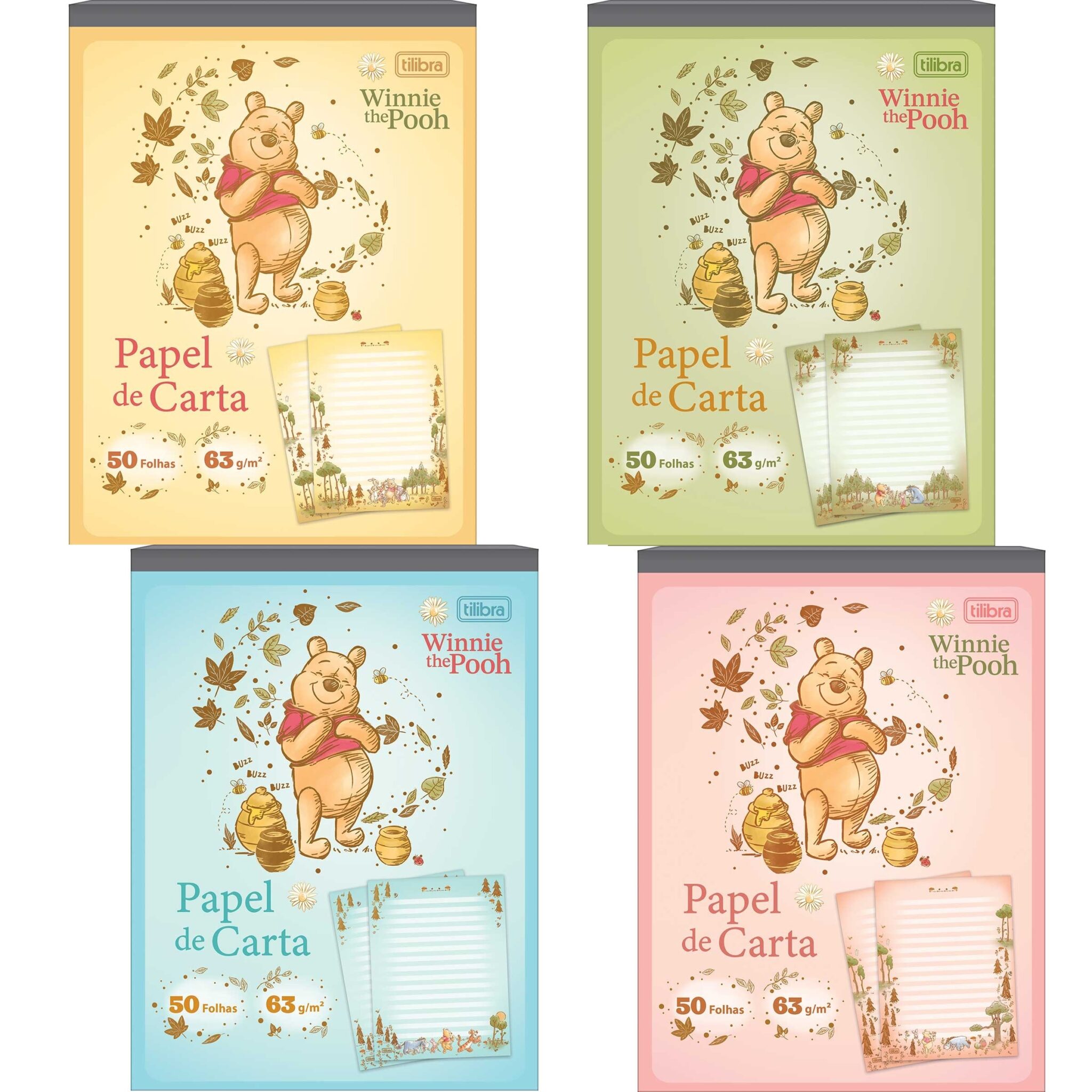 papel-de-carta-pooh-tilibra.jpg Bloco Papel de Carta Pooh 177x240mm 50 Folhas – Tilibra - Imagem 1