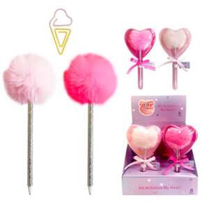Conjunto Caneta + Clips My Heart - Fofy
