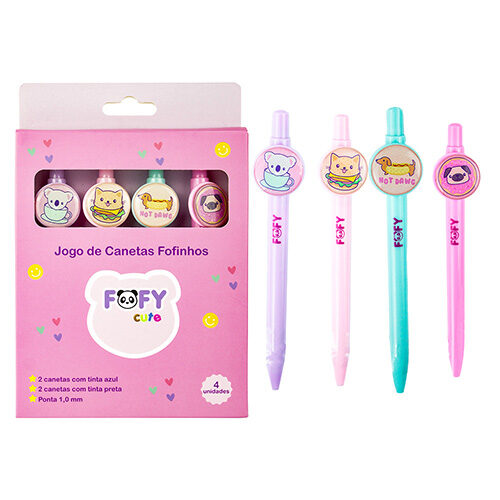 111809.jpg Caixa Caneta Esferográfica Fofinhos c/ 4und - Fofy - Imagem 1