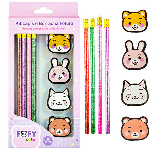 112554.jpg Kit Lápis e Borrachas Fofura c/ 8und - Fofy - Imagem 1