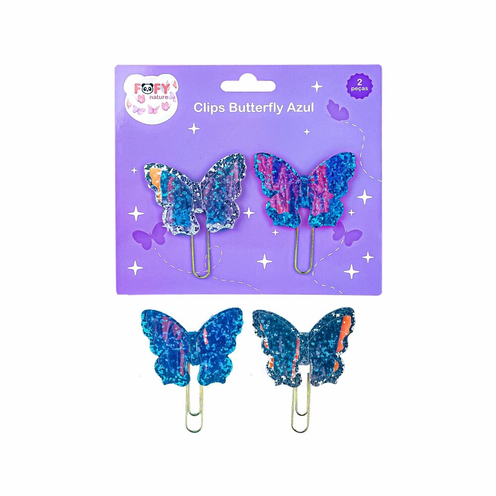 Clips-Butterflu-azul-Ff2517.jpg Blister Clips Butterfly Azul - Fofy - Imagem 1