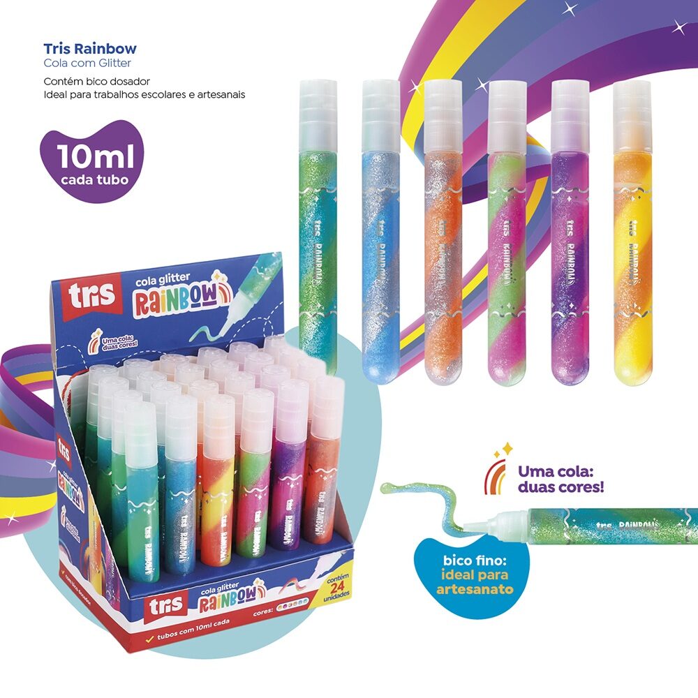 Cola-Glitter-Rainbow-10ml-Tris-3.jpg Cola Glitter Rainbow 10ml - Tris - Imagem 2