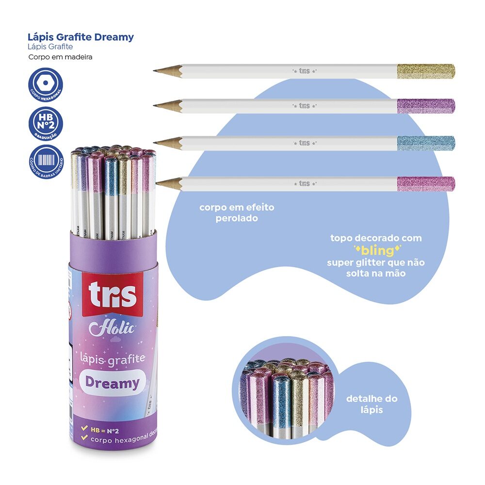 L-pis-Grafite-Holic-Dreamy-HB-Tris-2.jpg Lápis Grafite Holic Dreamy HB - Tris - Imagem 3