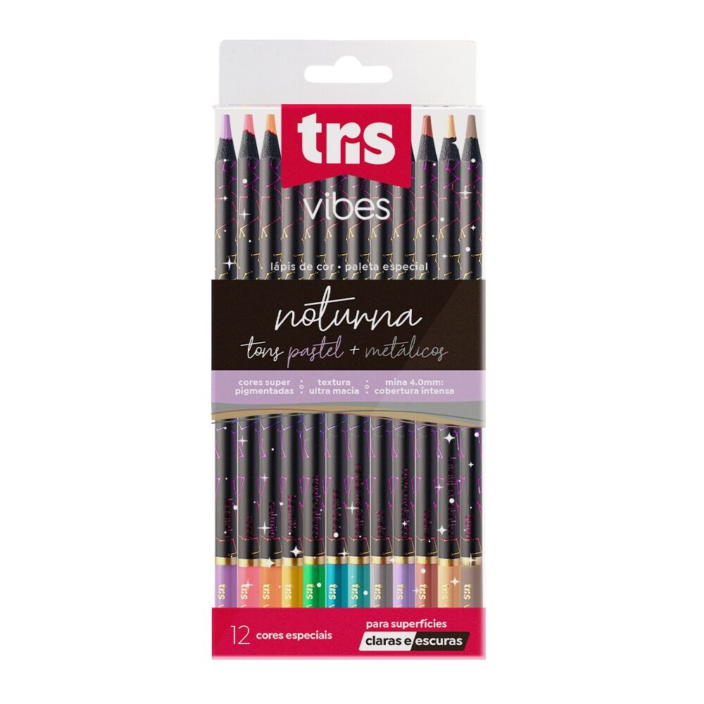 L-pis-de-Cor-Vibes-Noturna-Tons-Met-licos-e-Pastel-12-Cores-Tris.jpg Lápis de Cor Vibes Noturna Tons Metálicos e Pastel 12 Cores - Tris - Imagem 1