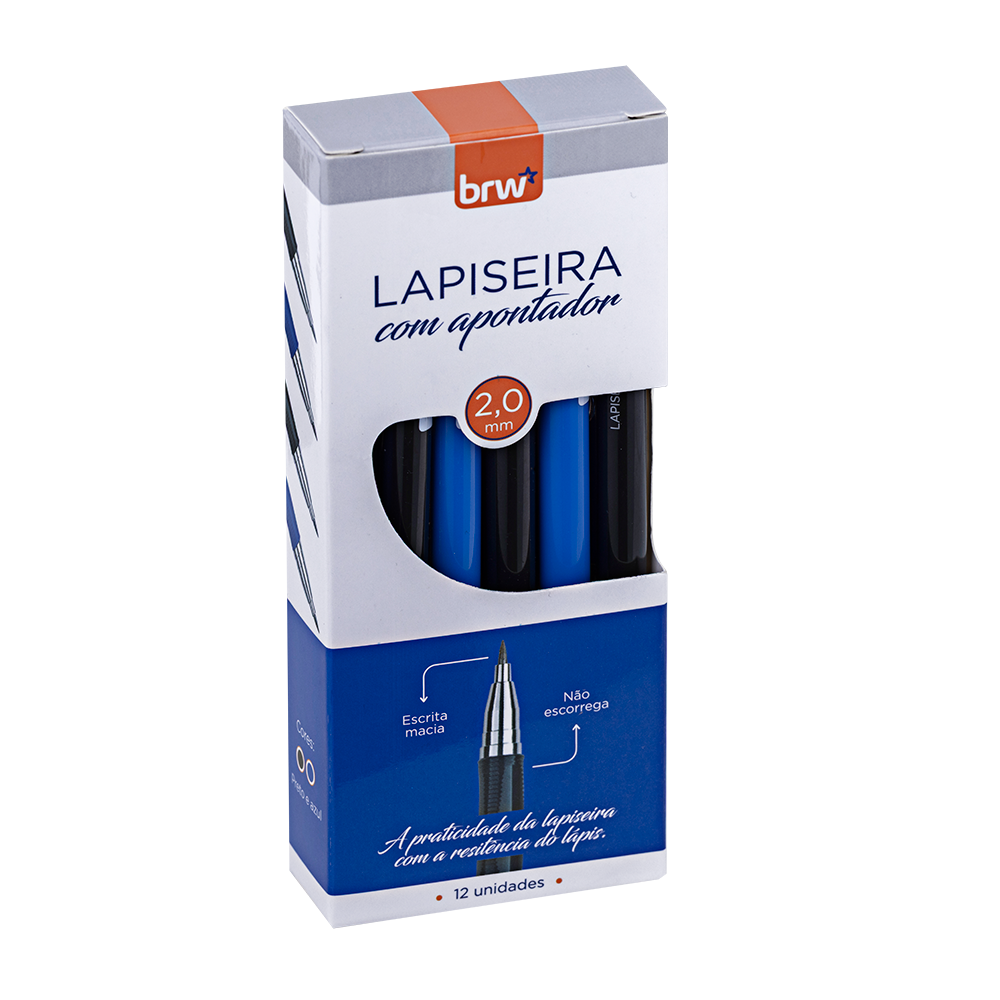 LP2012-0.png Lapiseira Plástica 2.0mm Azul e Preta - BRW - Imagem 2