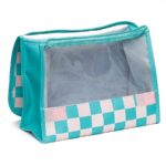 Necessaire Dobrável Verde e Rosa Xadrez 20x26cm - Floriê - Imagem 2