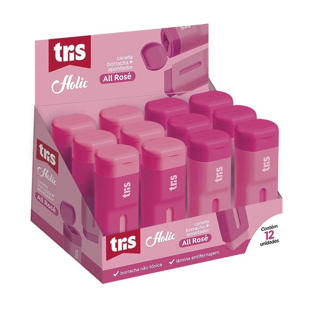 allrose1.jpg Borracha Retrátil e Apontador All Rosé - Tris - Imagem 2