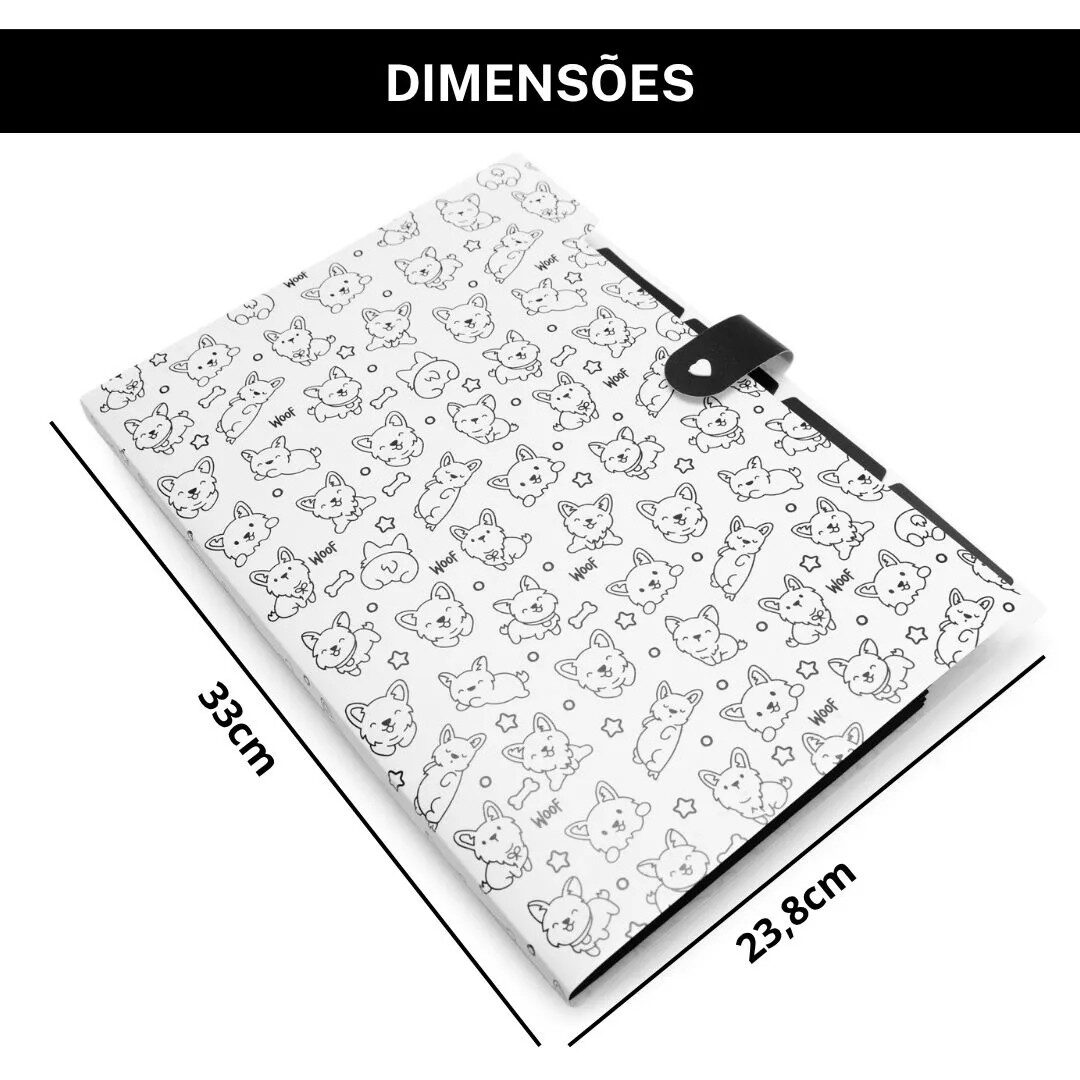 catdog4.jpg Pasta Sanfonada A4 Com Botão 5 Divisórias Pet Dogs ou Cats - Polibras - Imagem 4