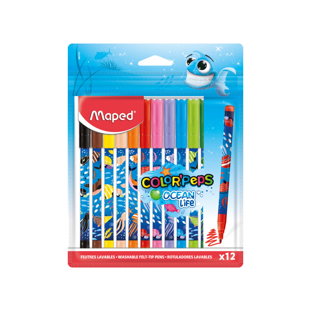 ocean-12-cores.jpg Caneta Hidrográfica Color’Peps Ocean Decorada 12 Cores – Maped - Imagem 1