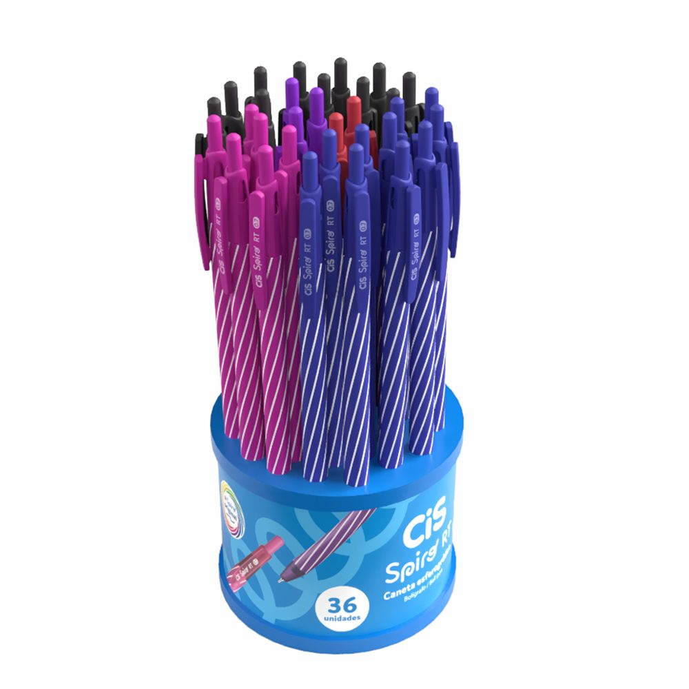 Ci-S-Spiro-RT-DP.jpg Display Caneta Retrátil Spiro Colorida c/ 36 und - CiS - Imagem 1
