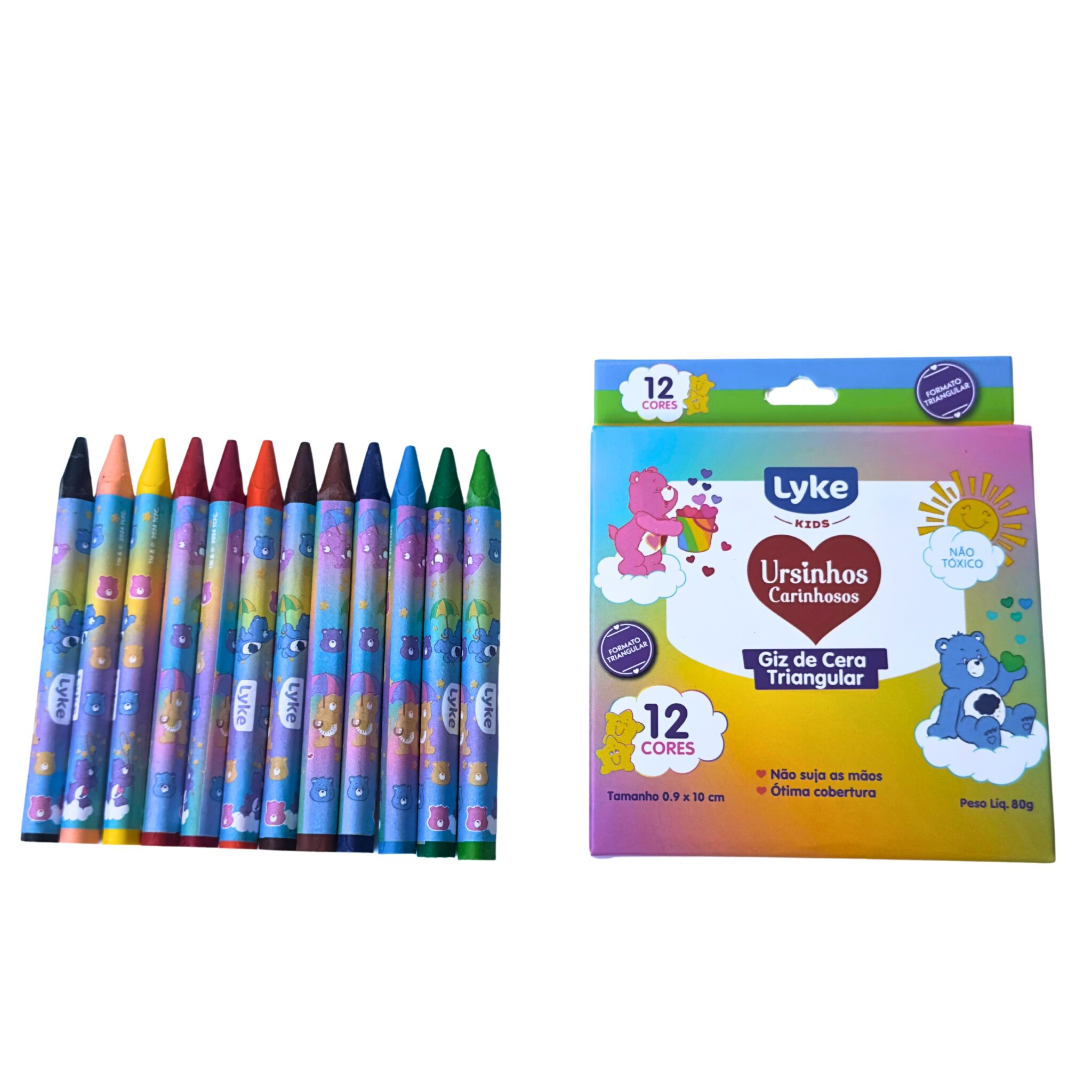 GIZ-DE-CERA-TRIANGULAR.jpg Giz de Cera Triangular Com 12 cores Ursinhos Carinhosos - Lyke - Imagem 2