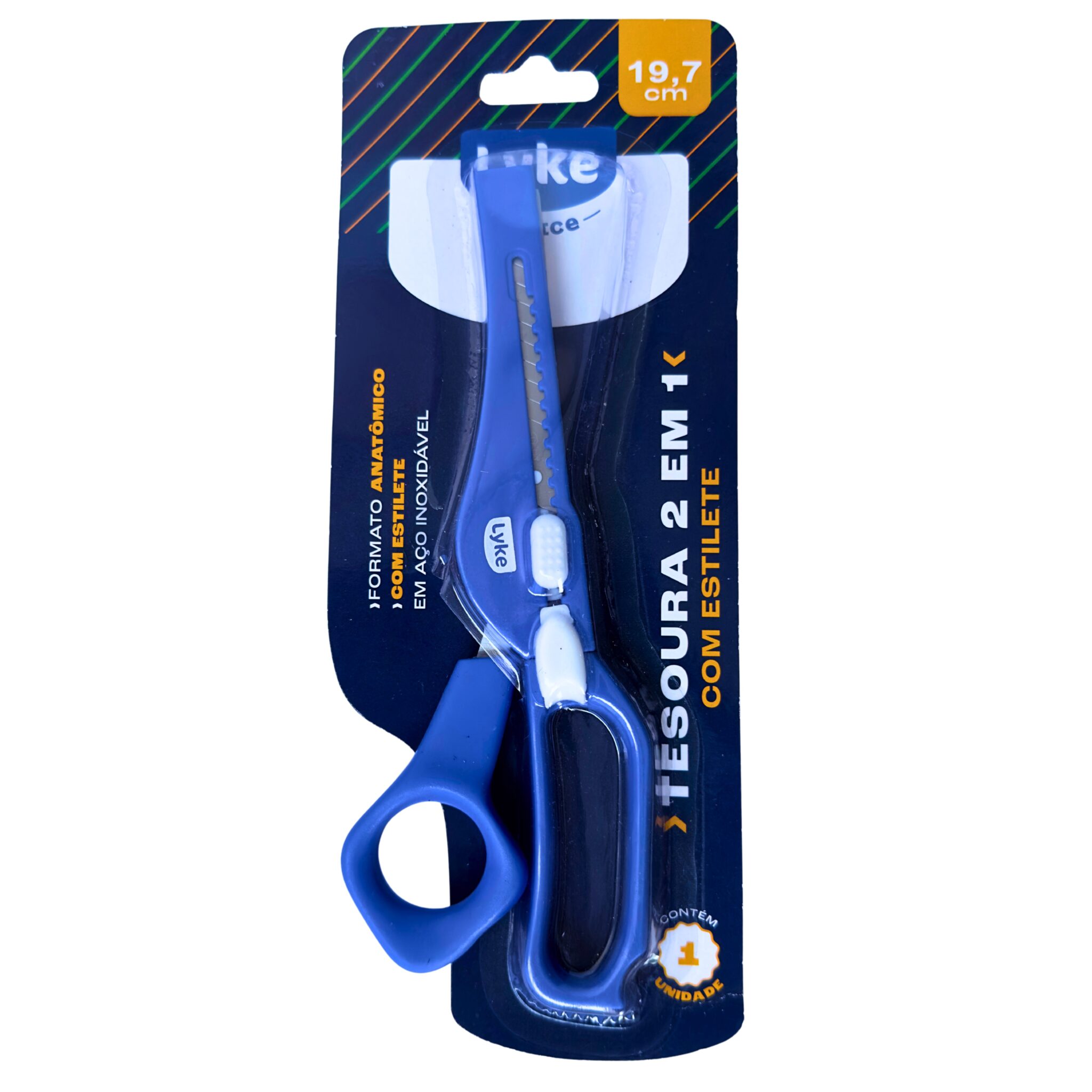 TESOURA.jpg Tesoura Multiuso 2 em 1 Com Estilete 18cm - Lyke - Imagem 1