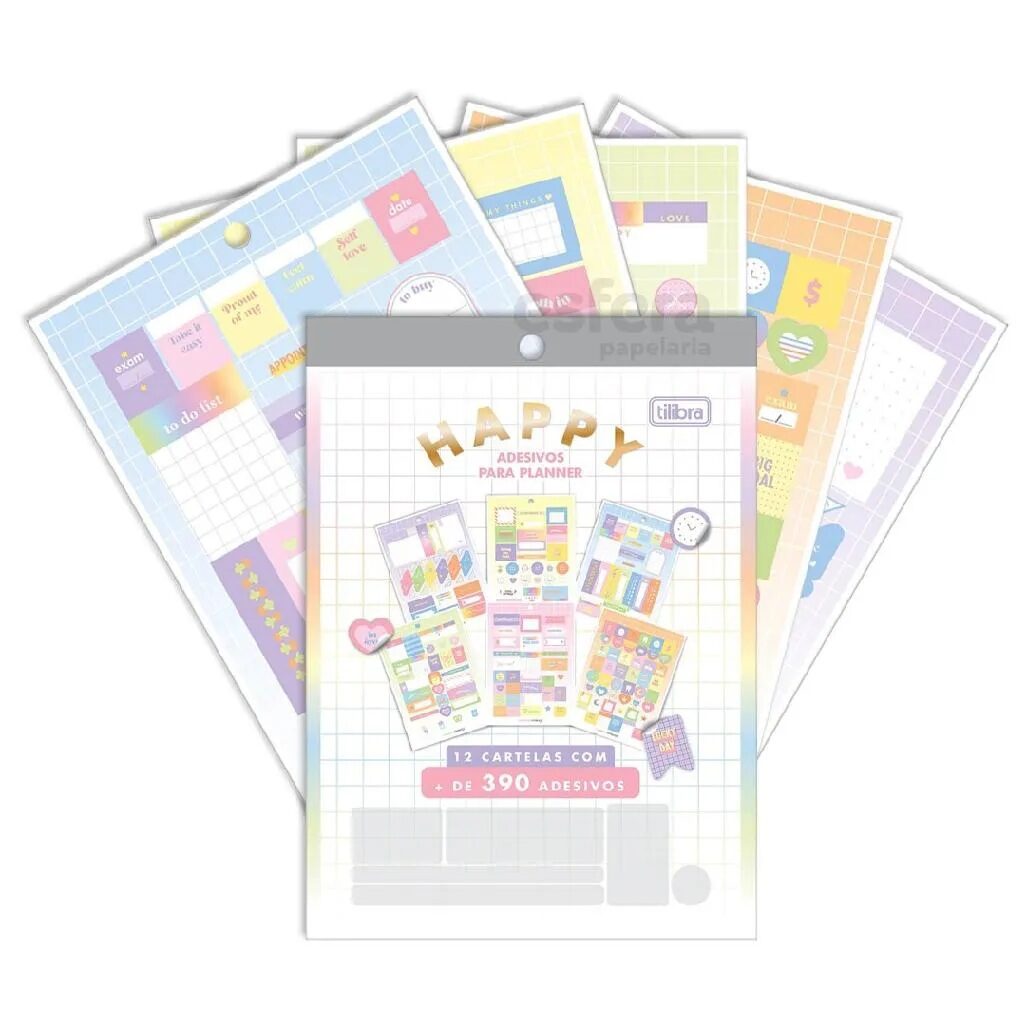 adesivo-para-planner-happy-tilibra.jpg Bloco de Adesivos para Planner Happy - Tilibra - Imagem 1