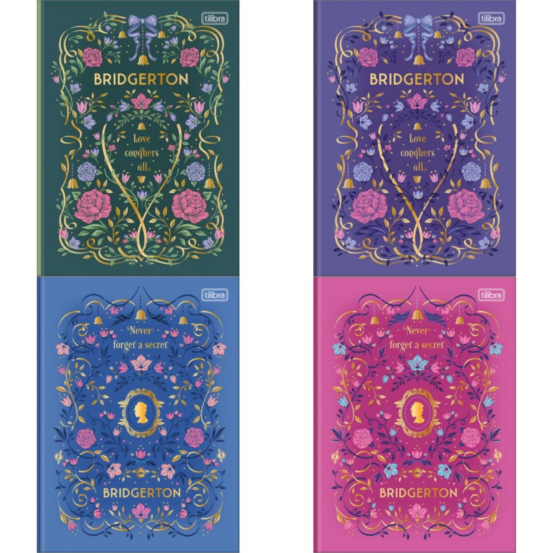 bridgerton-brochura.jpg Caderno Brochura Luxo Colegial Bridgerton 80 Folhas - Tilibra - Imagem 1