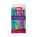 Lápis De Cor Vibes Aurora Boreal 12 Cores + 1 Lápis 6B - Tris